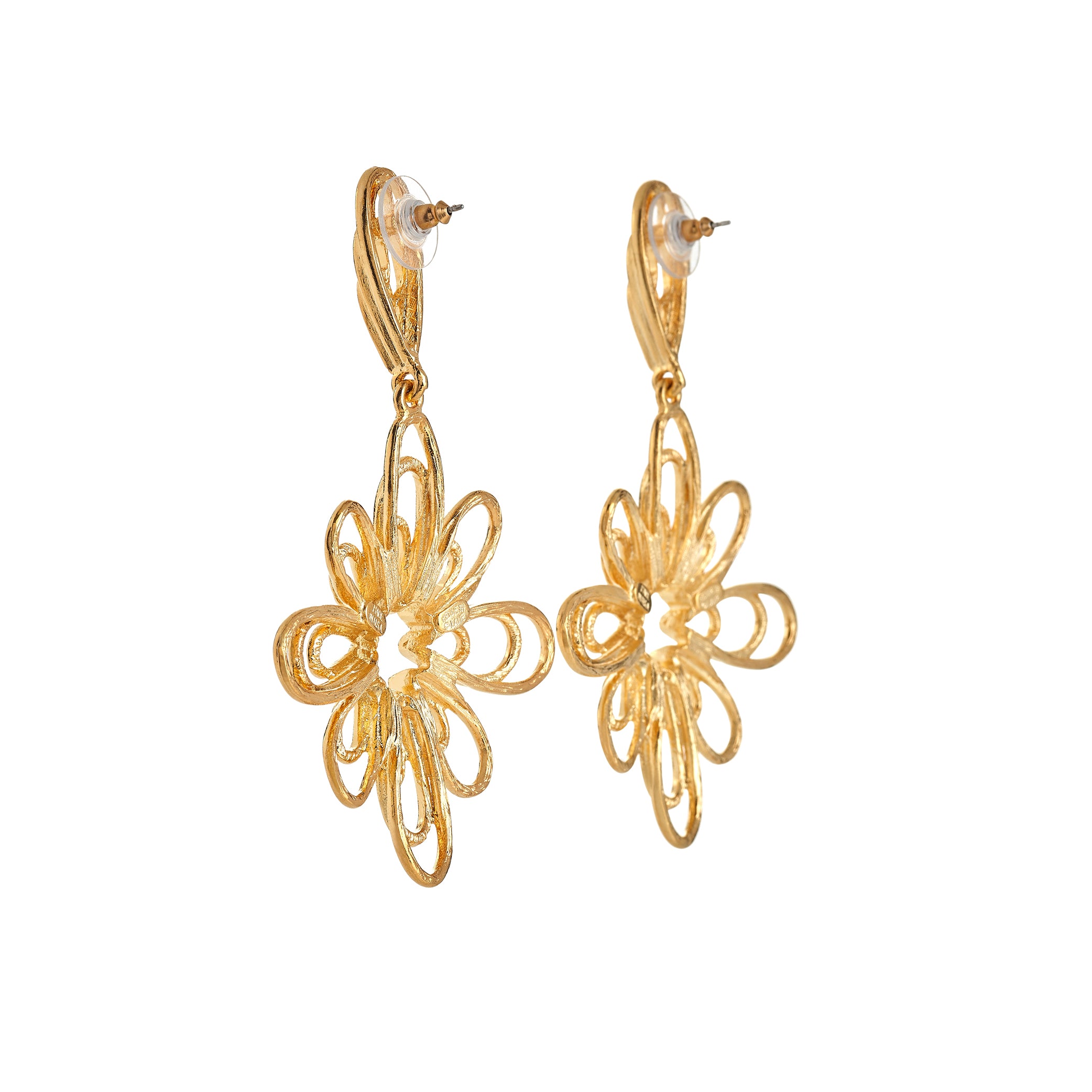 Gold Flower Drop Earrings