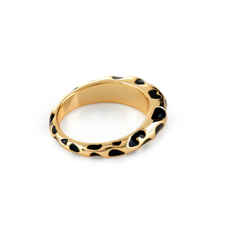 Black Enamel Spots Ring