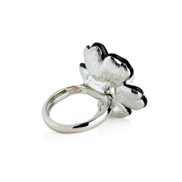 Pearl Center Flower Adjustable Ring