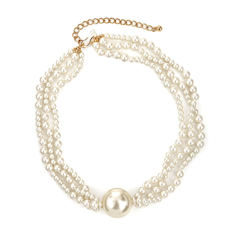 3 Row Pearl Clasp Necklace