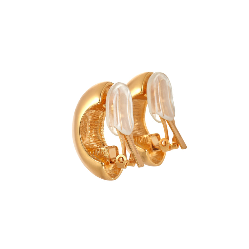 Satin Gold Clip Hoop Earrings