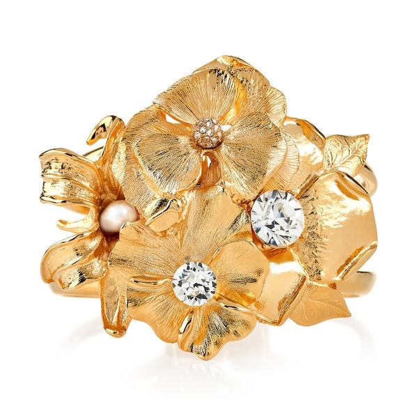 Pearl Center Flower Cuff