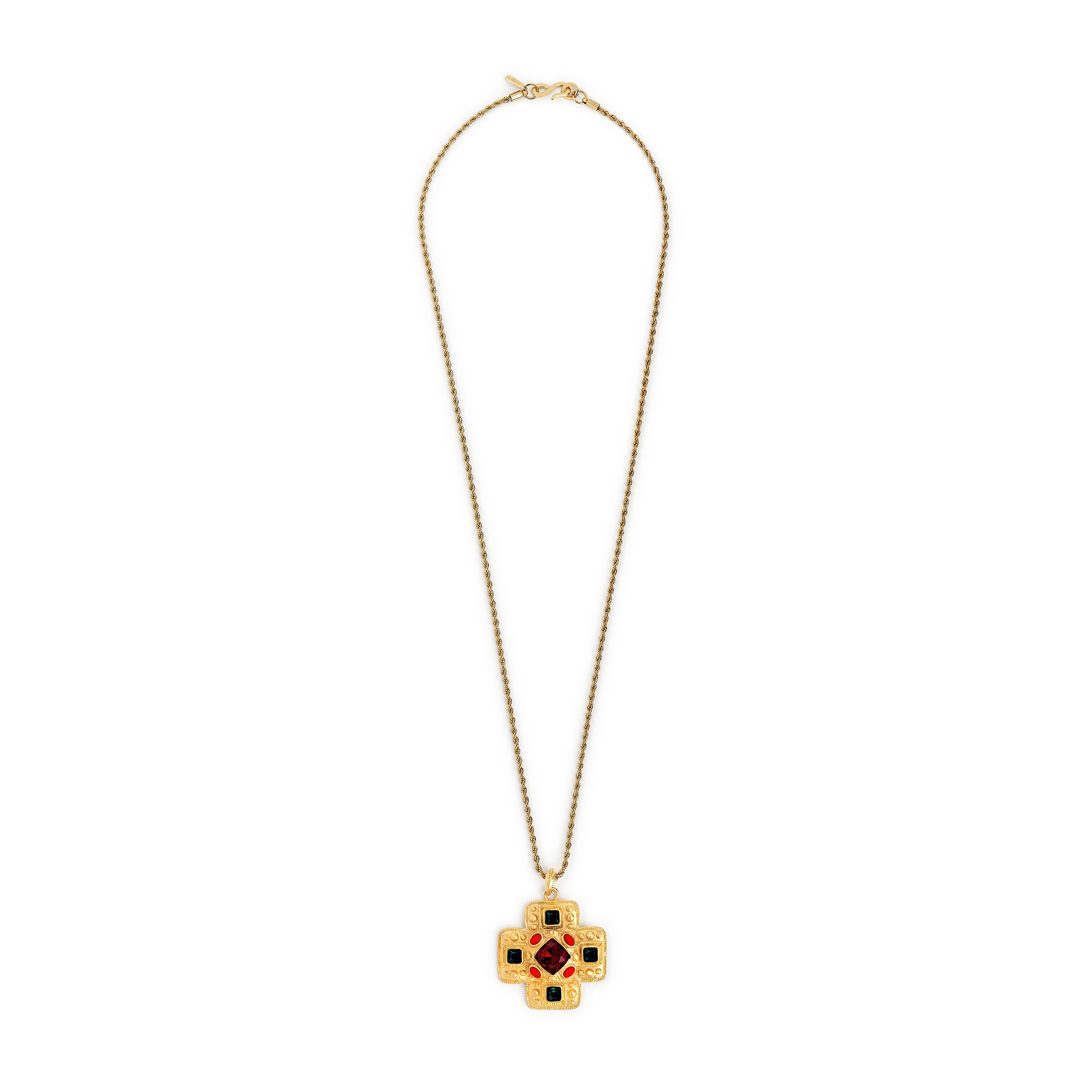 Satin Gold Cross Pendant Necklace