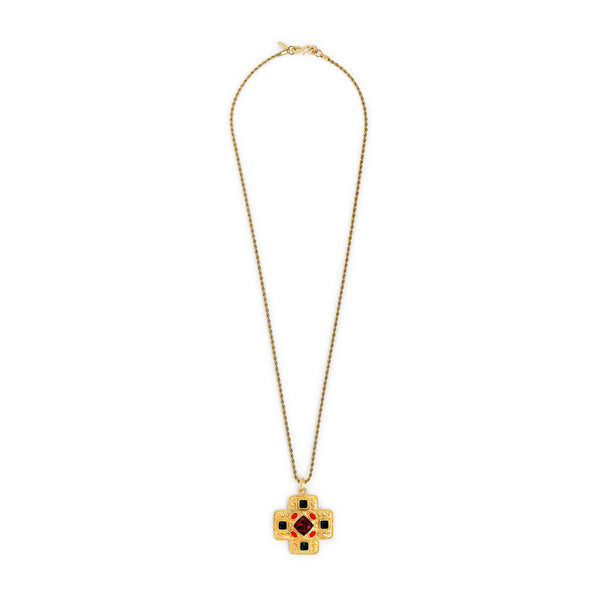 Satin Gold Cross Pendant Necklace