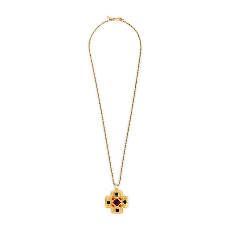 Satin Gold Cross Pendant Necklace