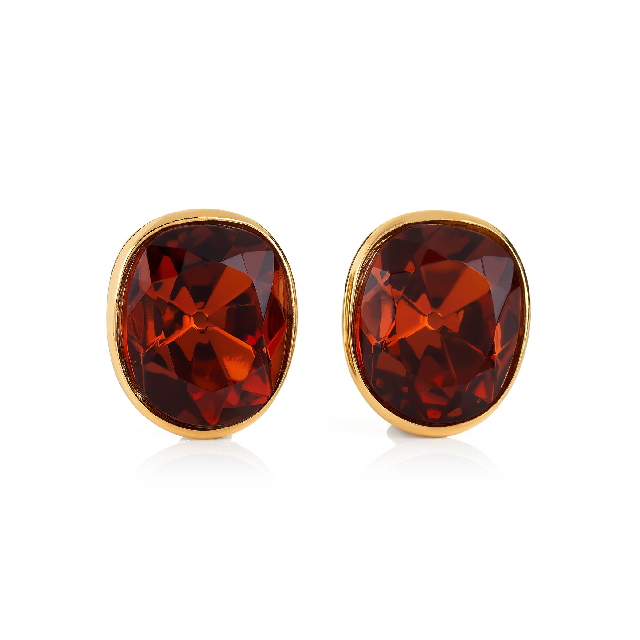 Gold Faceted Topaz Clip Earrings