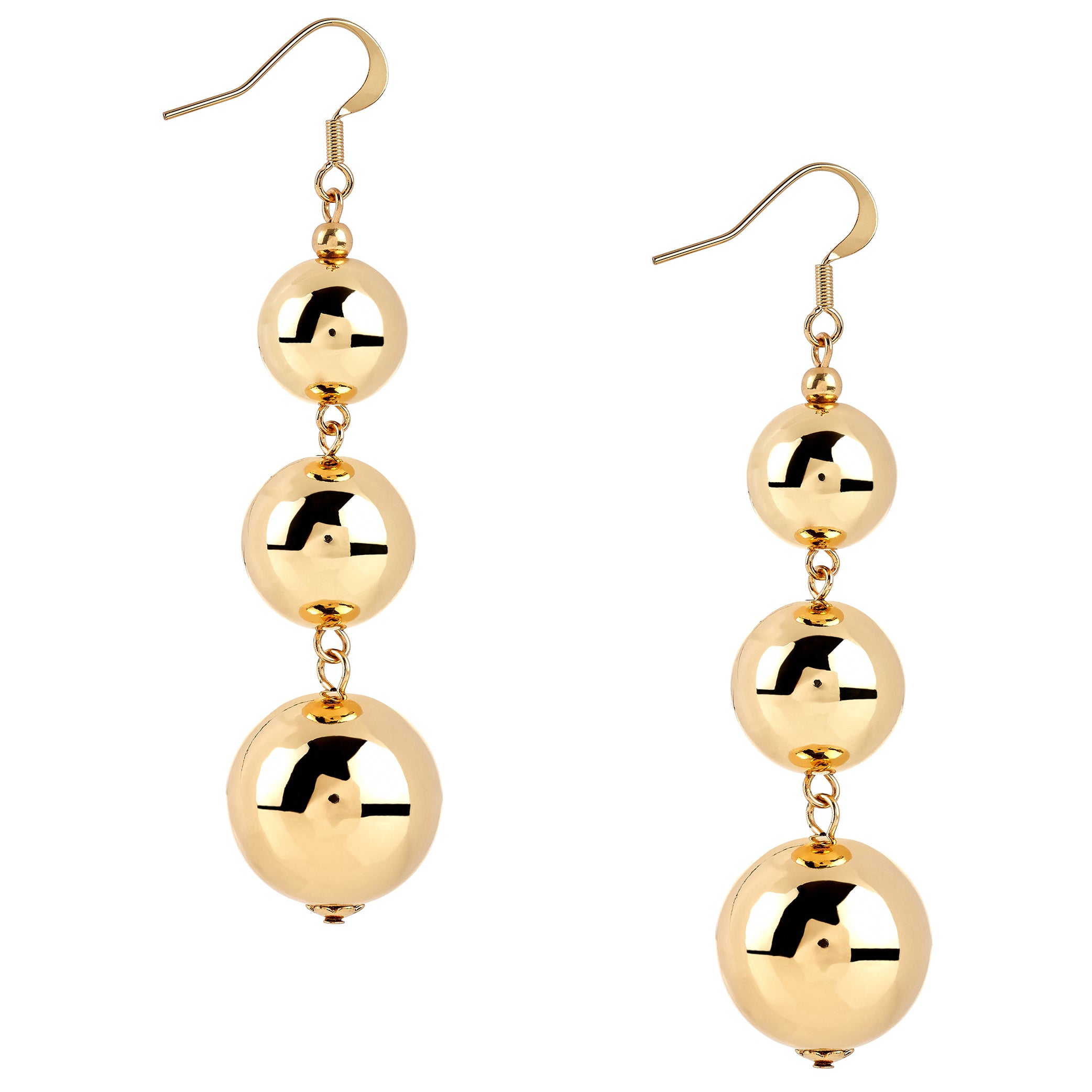 Gold Bead Drop Fishhook Top Earrings