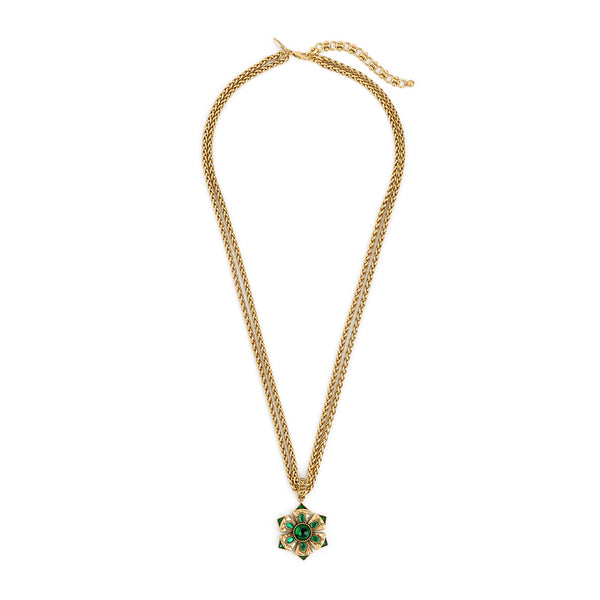 Emerald Cabochon Two-Row Necklace