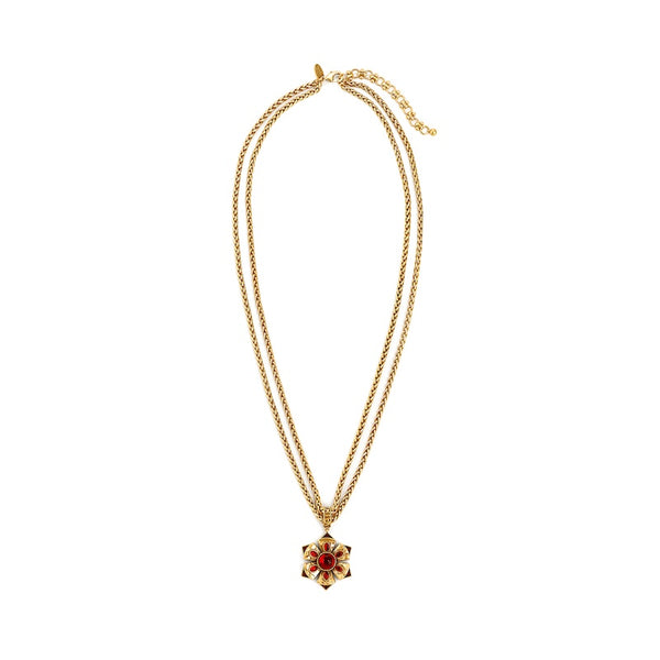 【2plan】24SS★ [LAN ARCHIVE] Rubid Stone Necklace KJ-5361NGR-ANTIQUE-GOLD-RUBY-