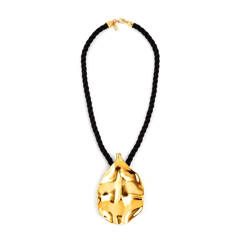 Satin Gold Leaf Necklace