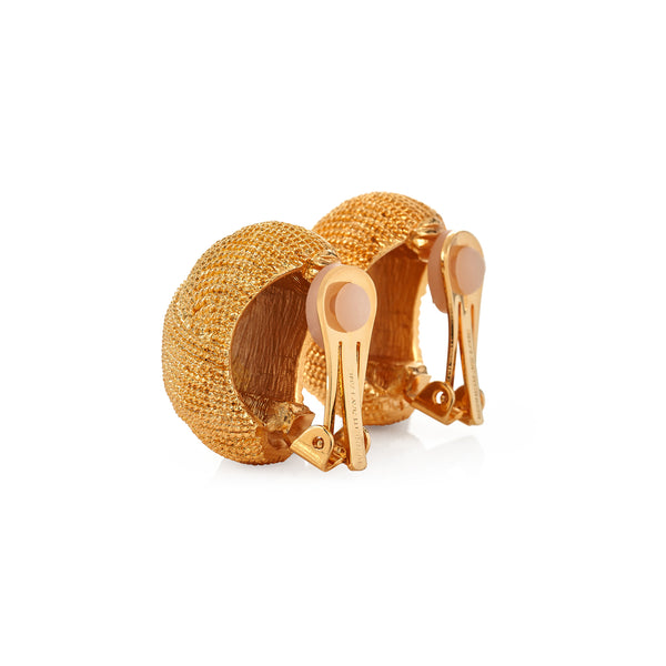 Textured Gold Clip Earrings