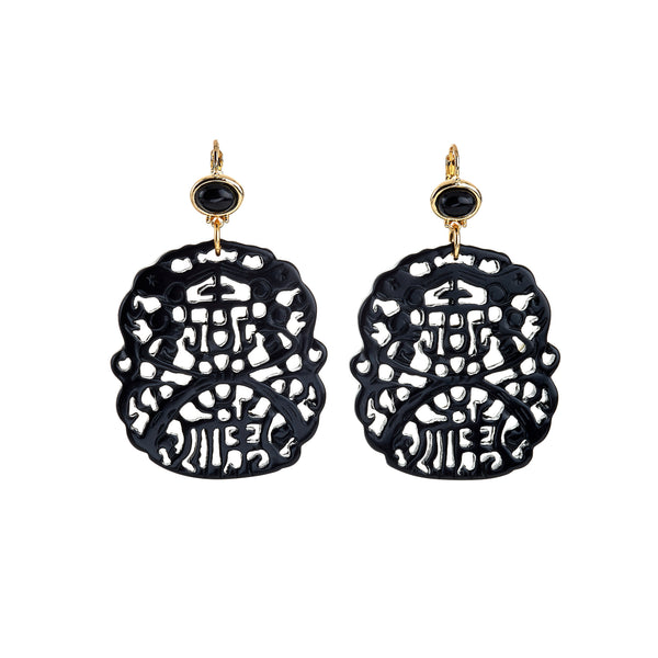 Black Elegance Pierced Wire Earring