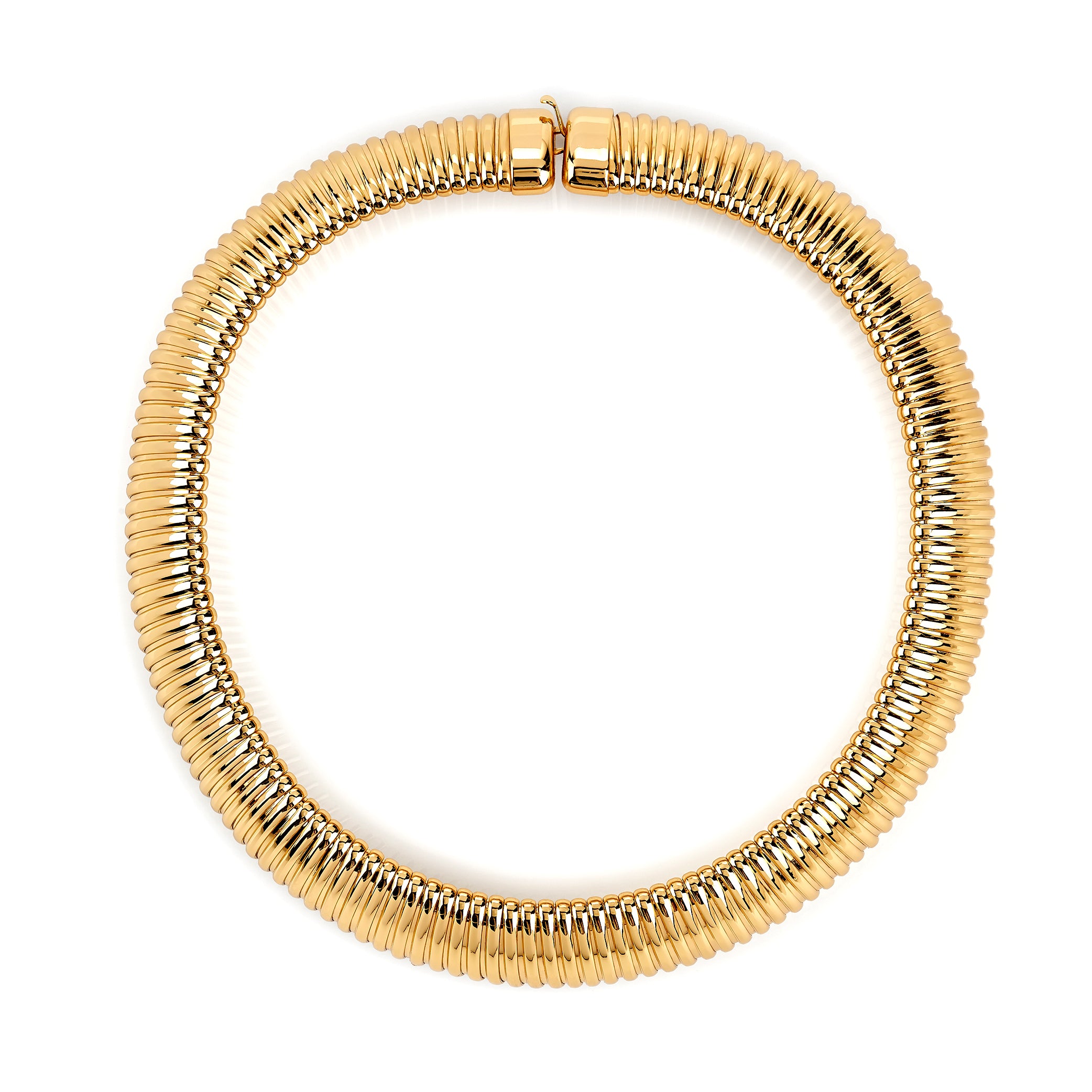 Ribbed Gold Choker Necklace