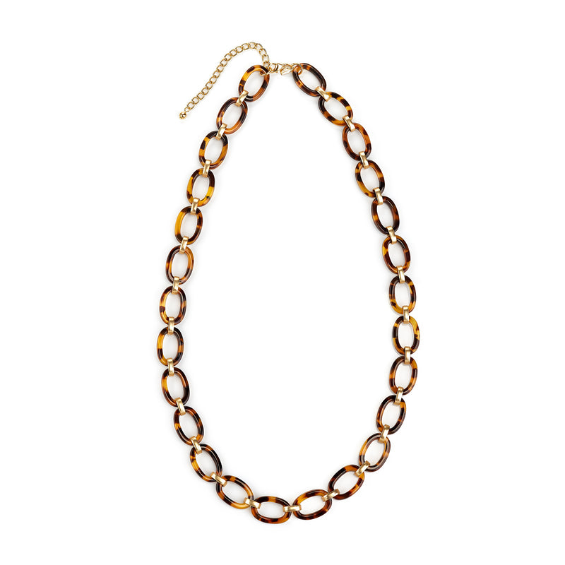 Golden Tortoise Oval Link Necklace