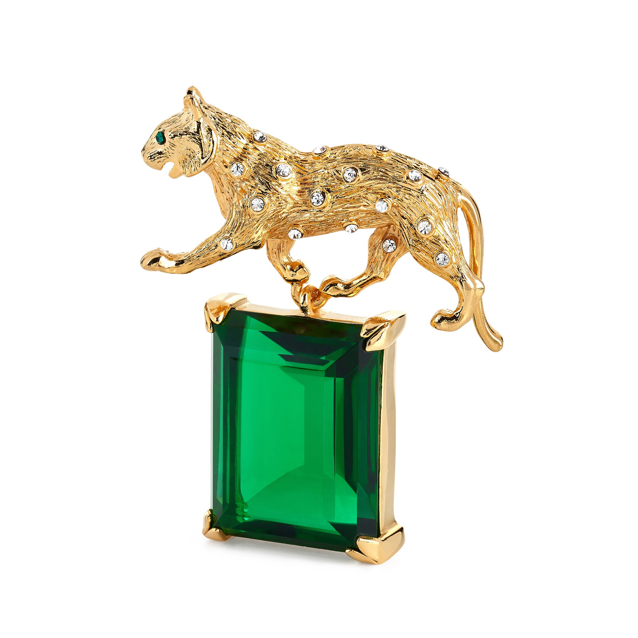 Emerald Panther Crystal Pin