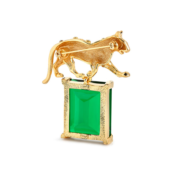 Emerald Panther Crystal Pin