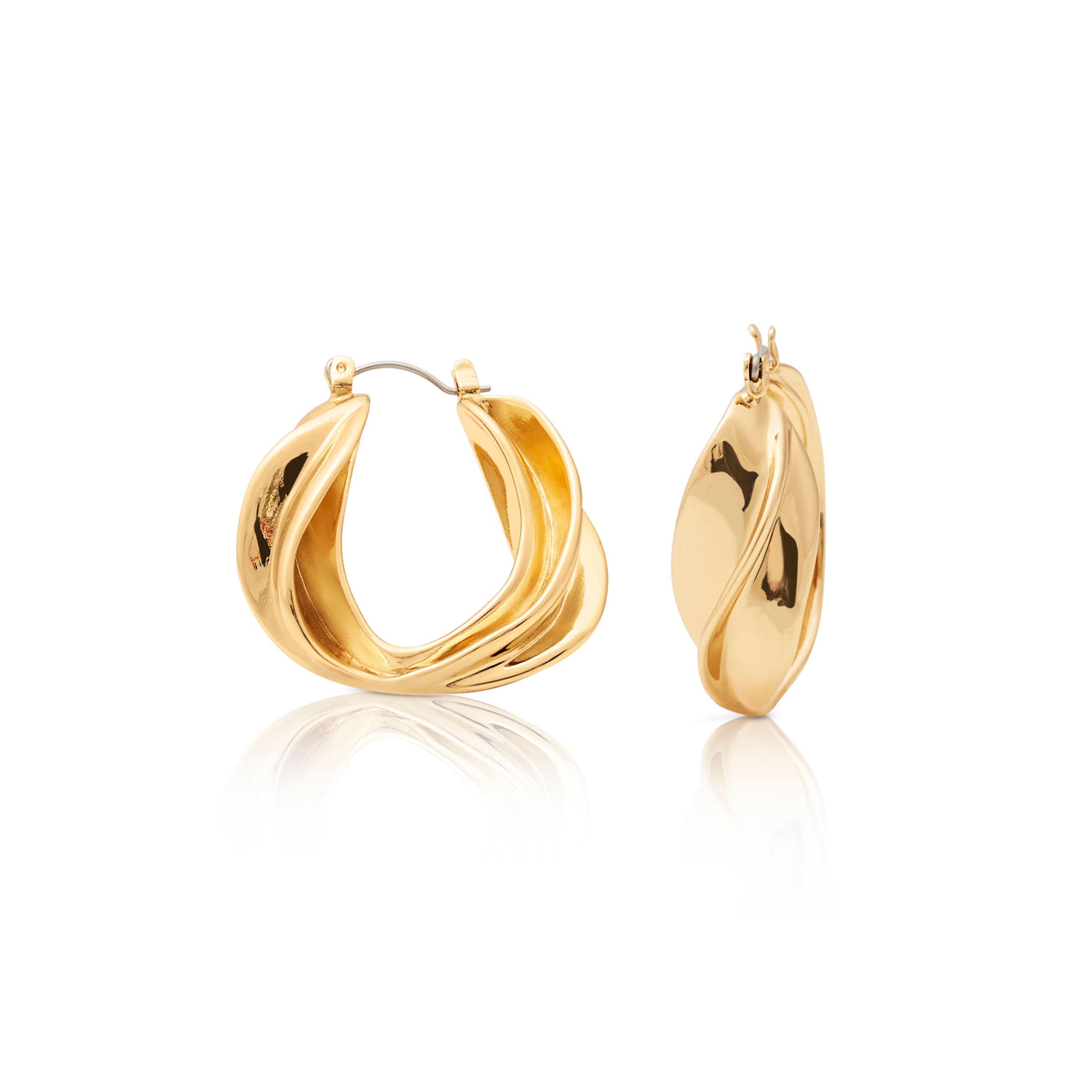 Gold Twist Pierced Hoop Earrings