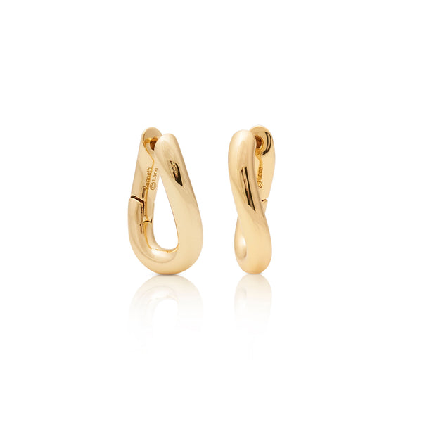 Polished Gold Oval Post Hoop Earring