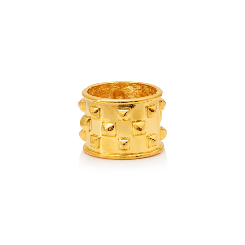Polished Gold Pyramid Cuff Bracelet