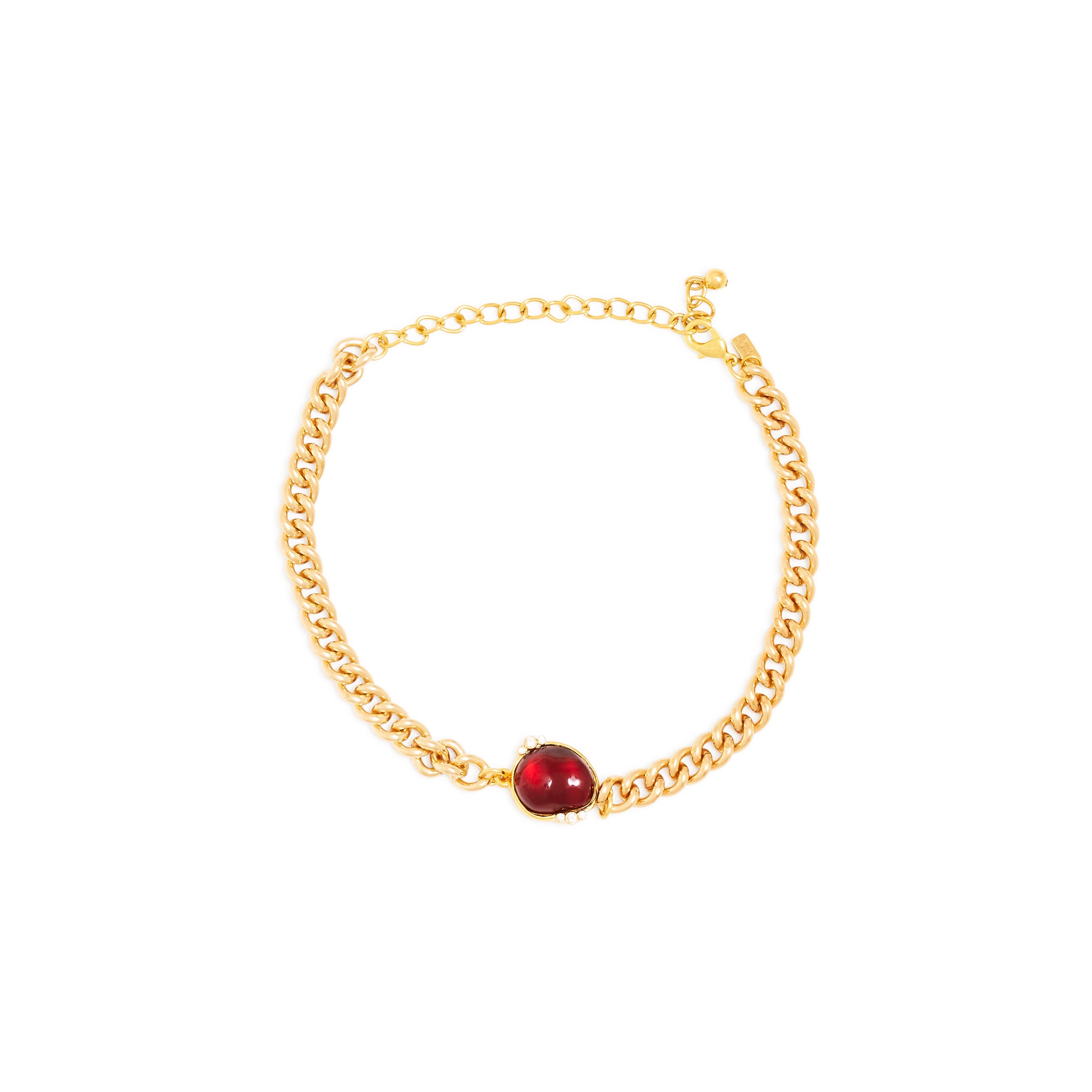 Ruby Nugget Chain Choker Necklace