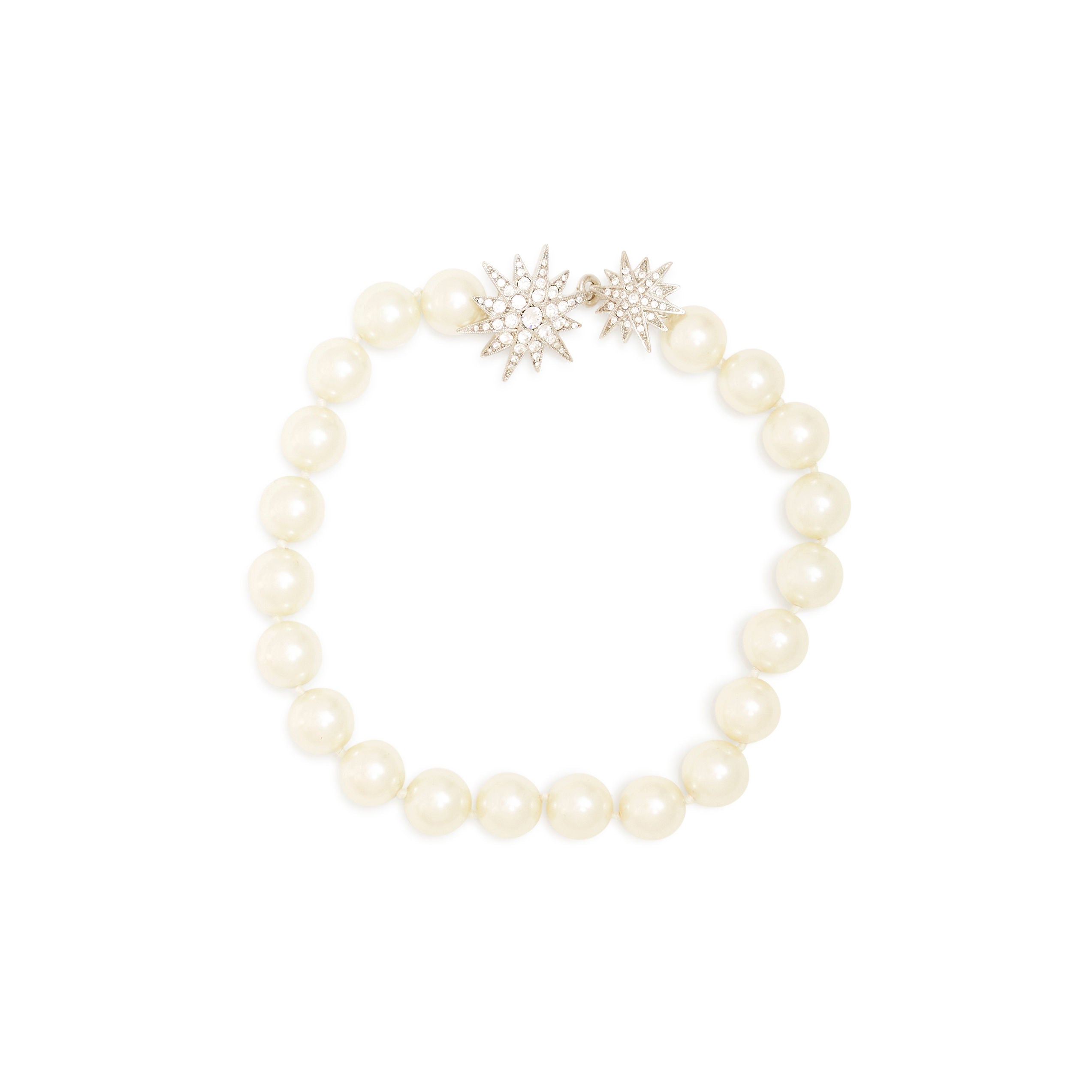 White Pearl & Rhodium Starburst Necklace