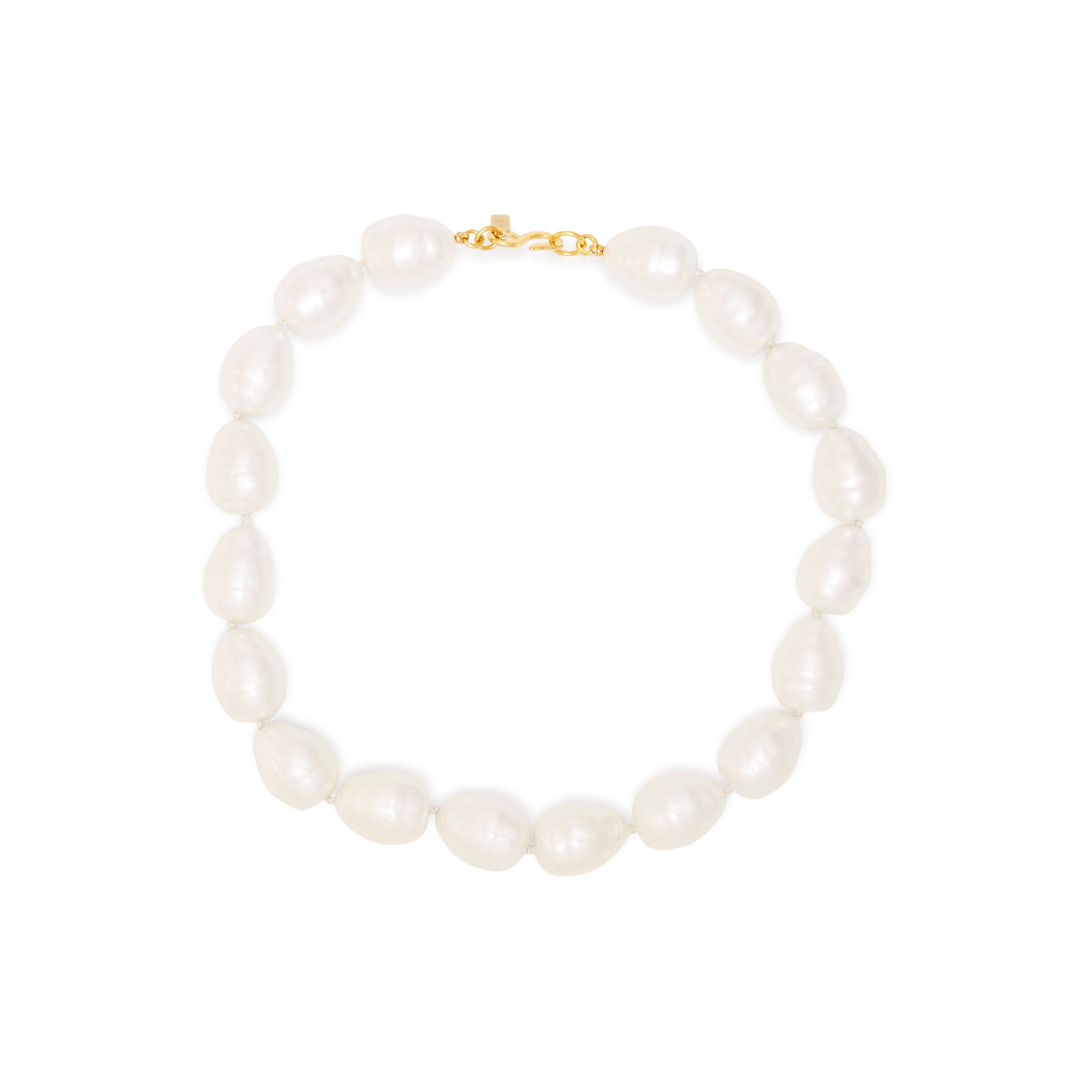 White Baroque Pearl Gold Necklace