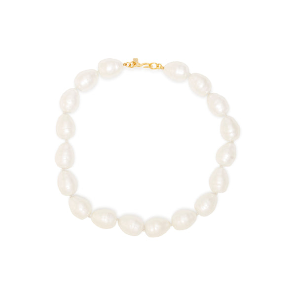 White Baroque Pearl Gold Necklace