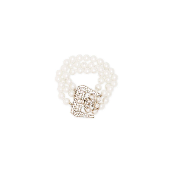 White Pearl & Rhodium Bracelet
