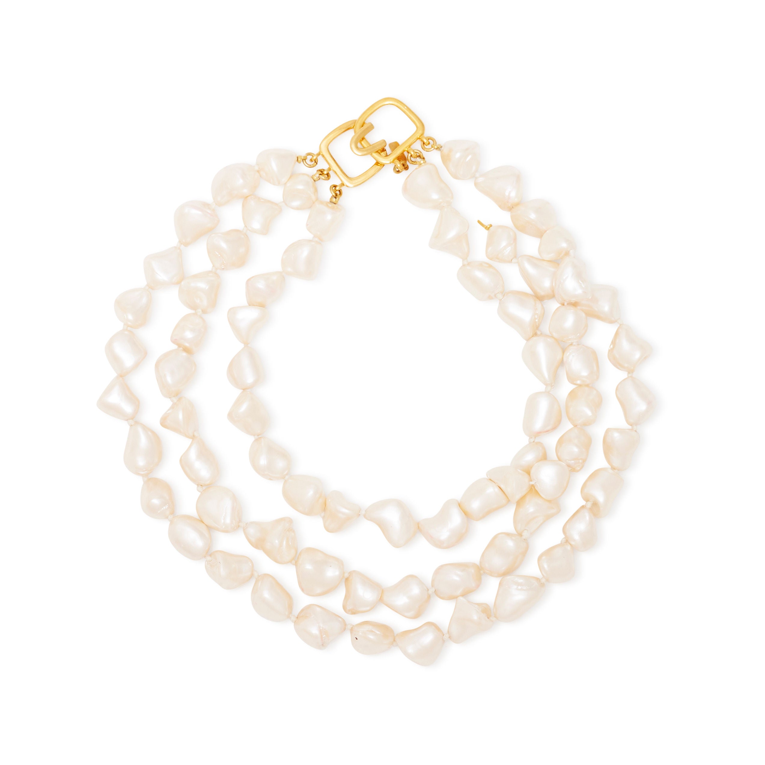 Triple Row Baroque Pearl Necklace