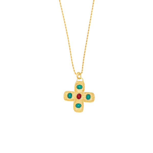 Gemstone Cross Pendant Necklace