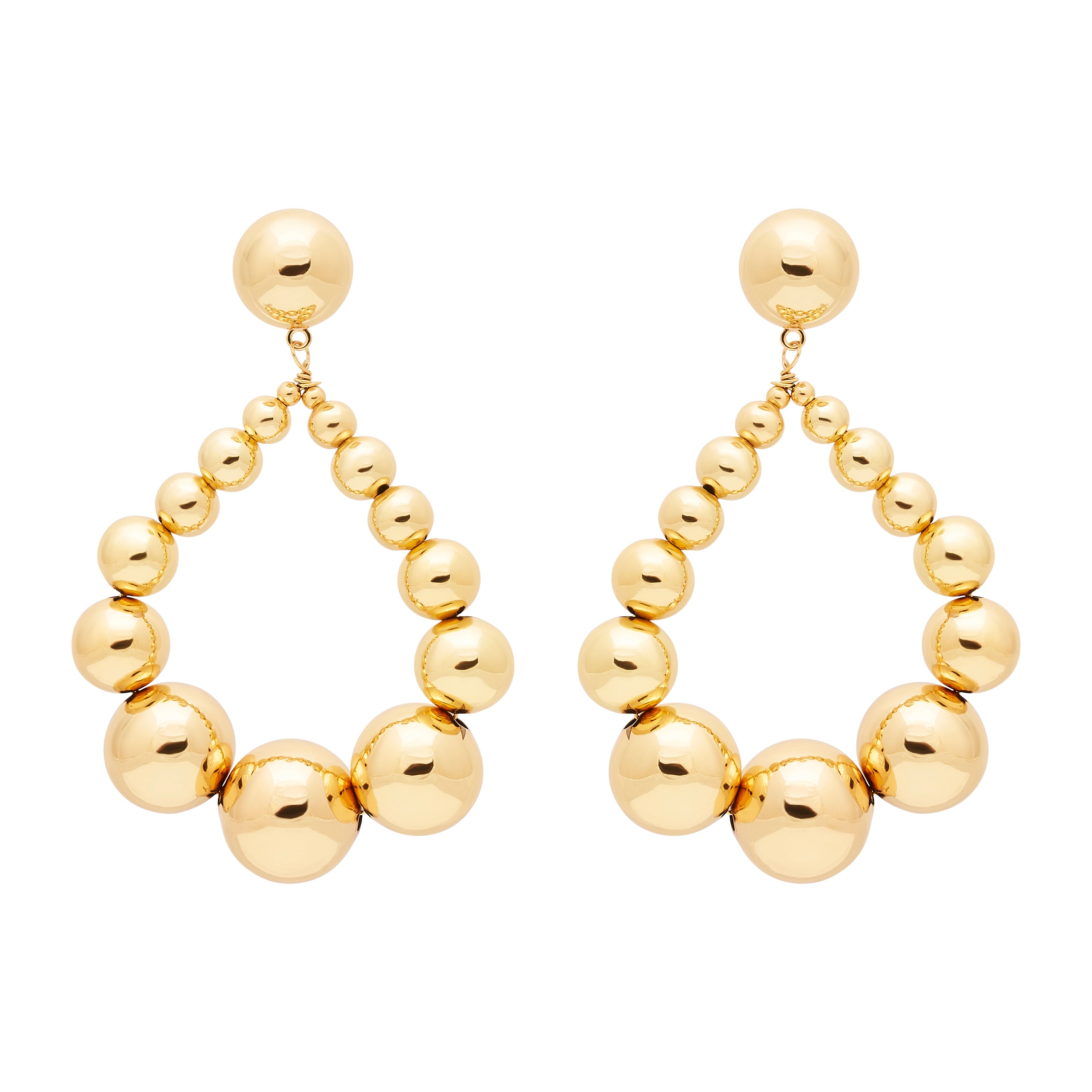 Gold Bead Drop Pierced Earrings