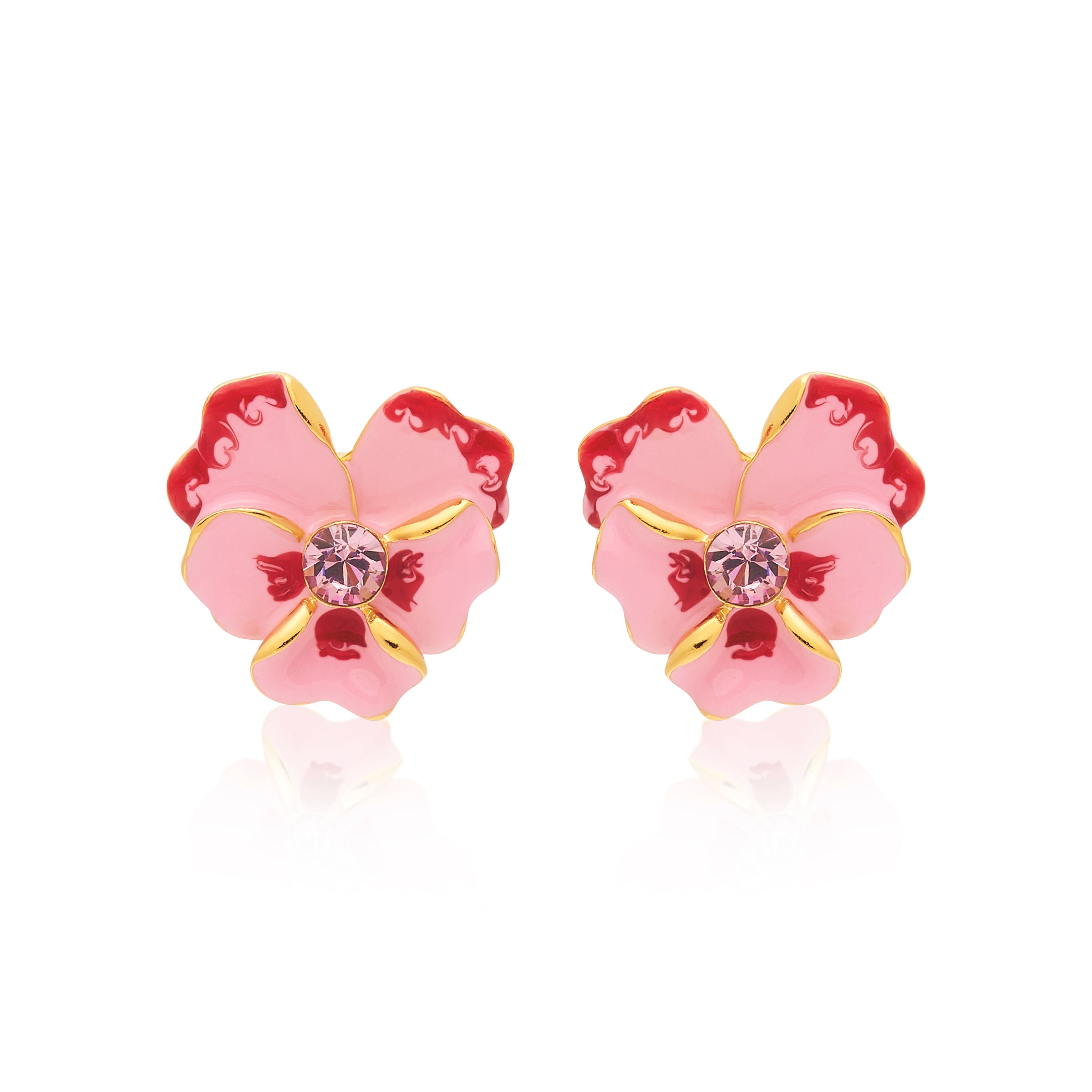 Pink Flower Clip Earrings