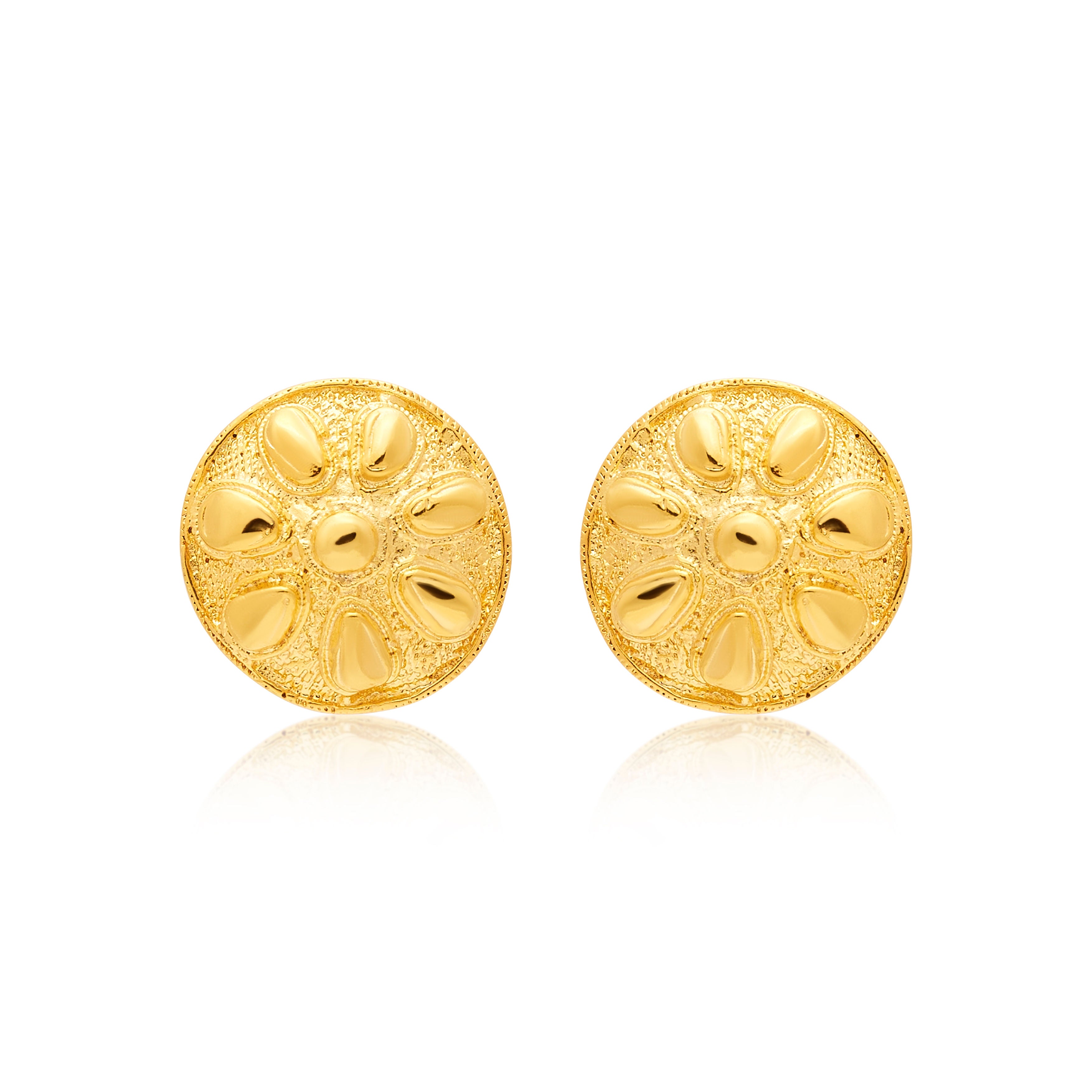 Satin Gold Sand Dollar Clip Earrings