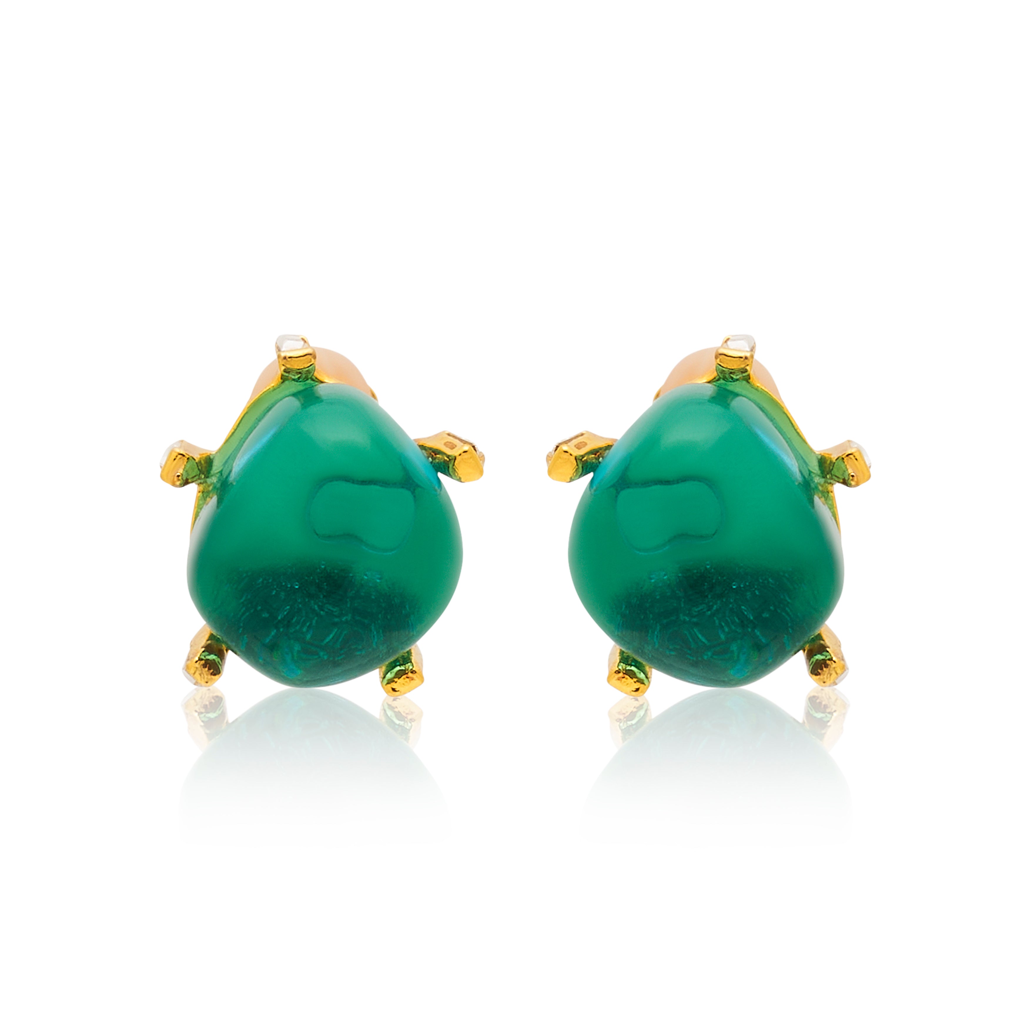 Aqua Nugget Clip Earrings