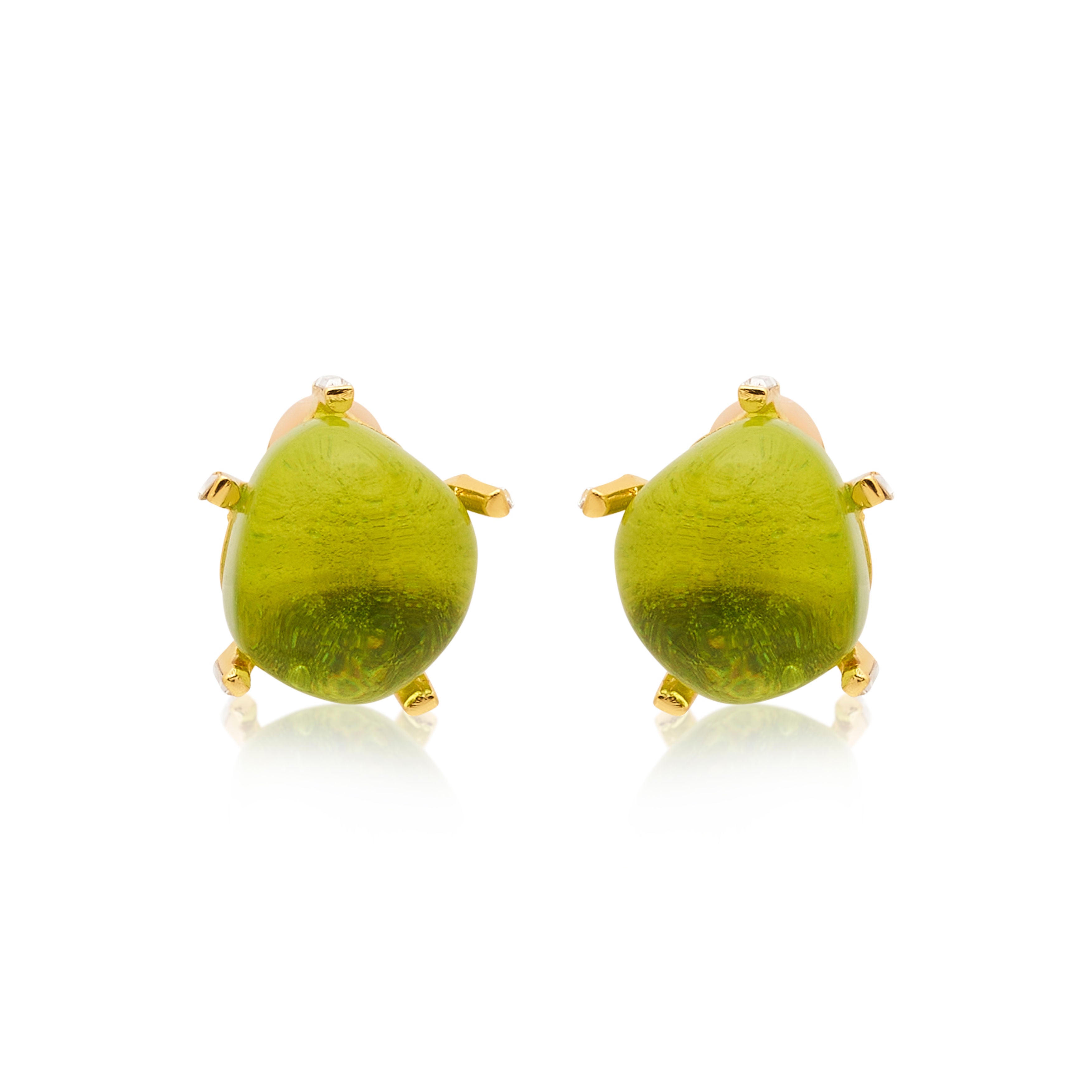 Peridot Nugget Gold Clip Earrings