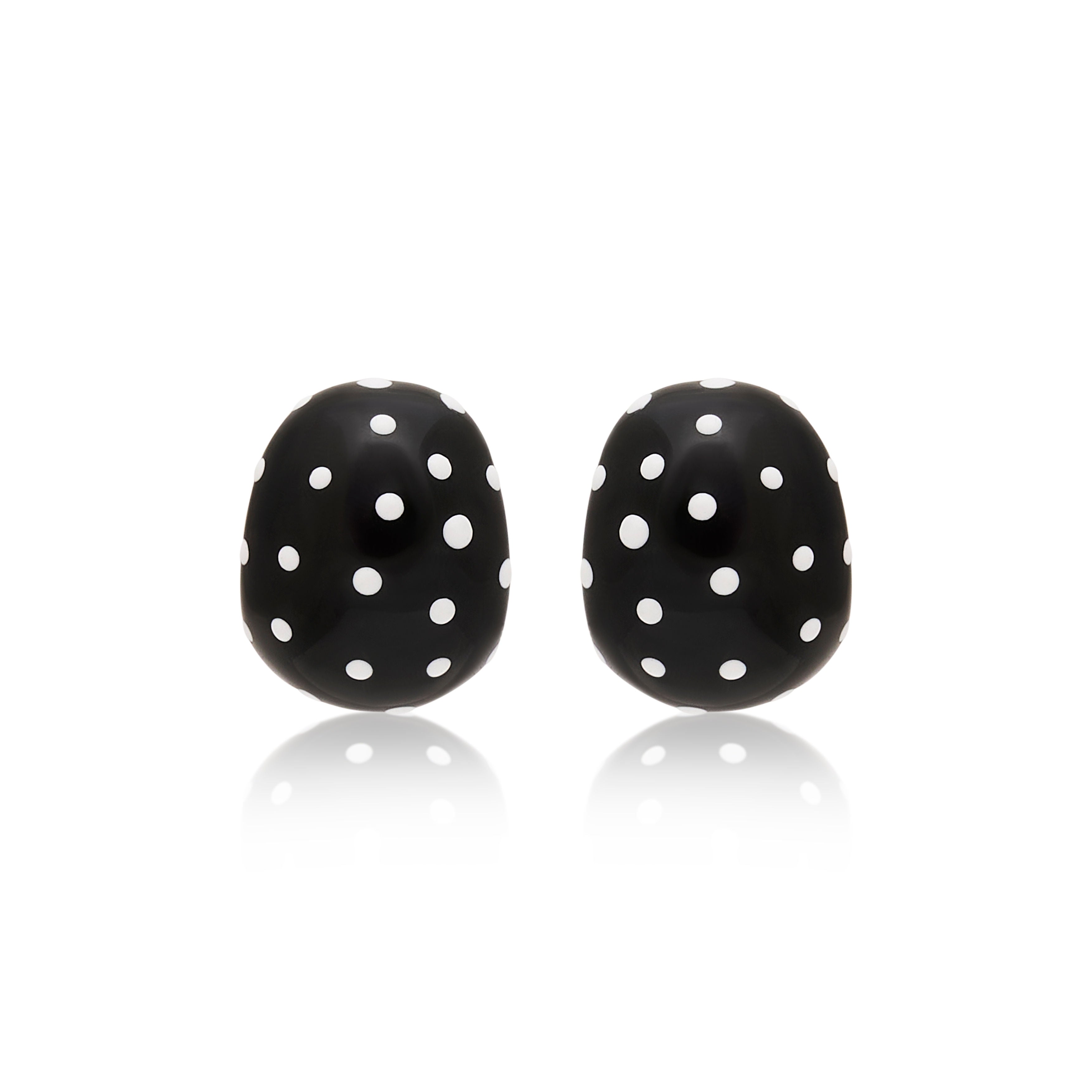 Black & White Polka Dot Clip Earrings