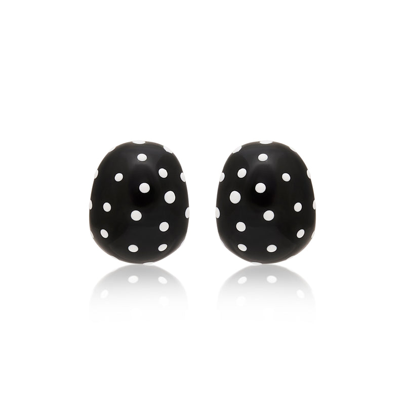 Black & White Polka Dot Clip Earrings