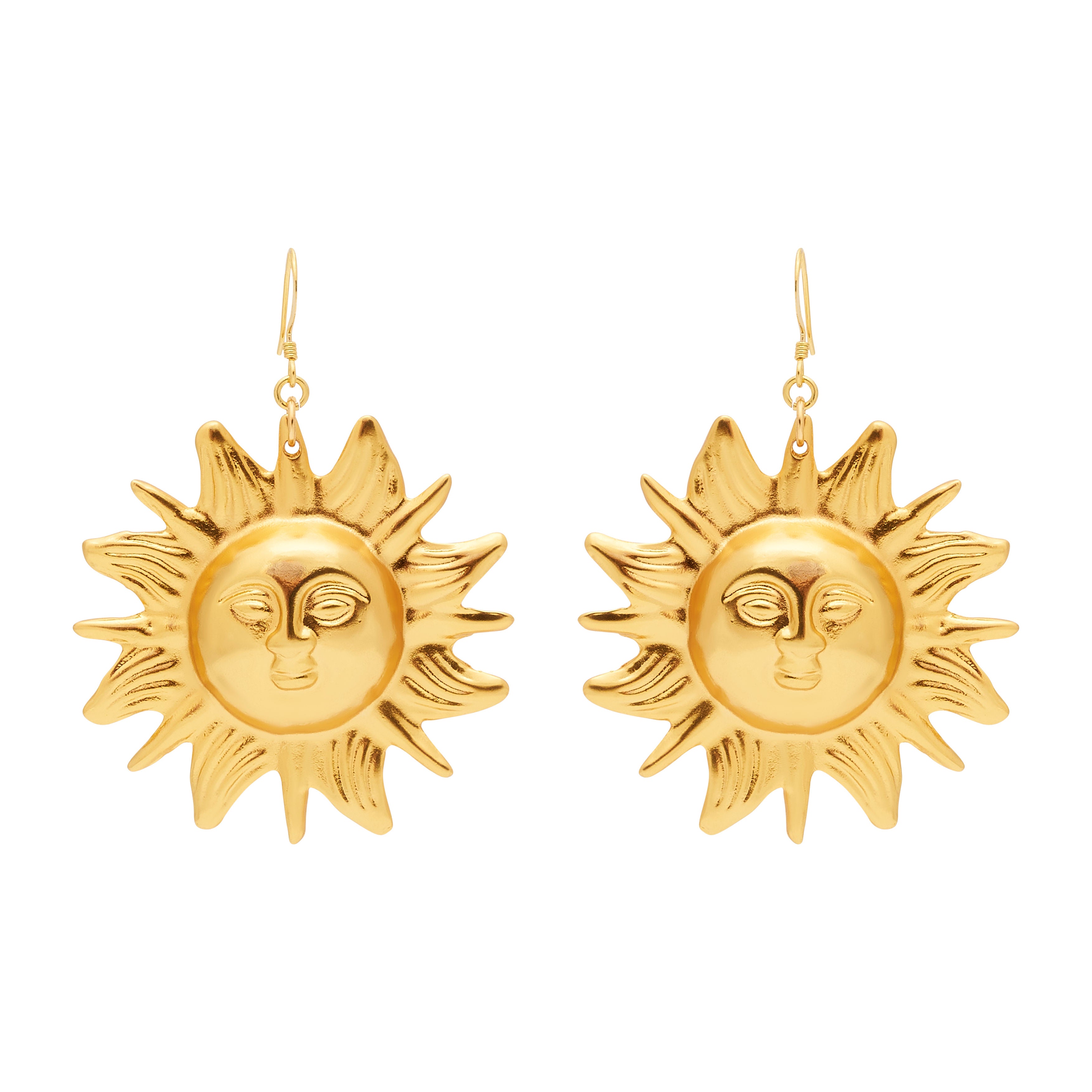 Gold Sunshine Fishhook Earrings