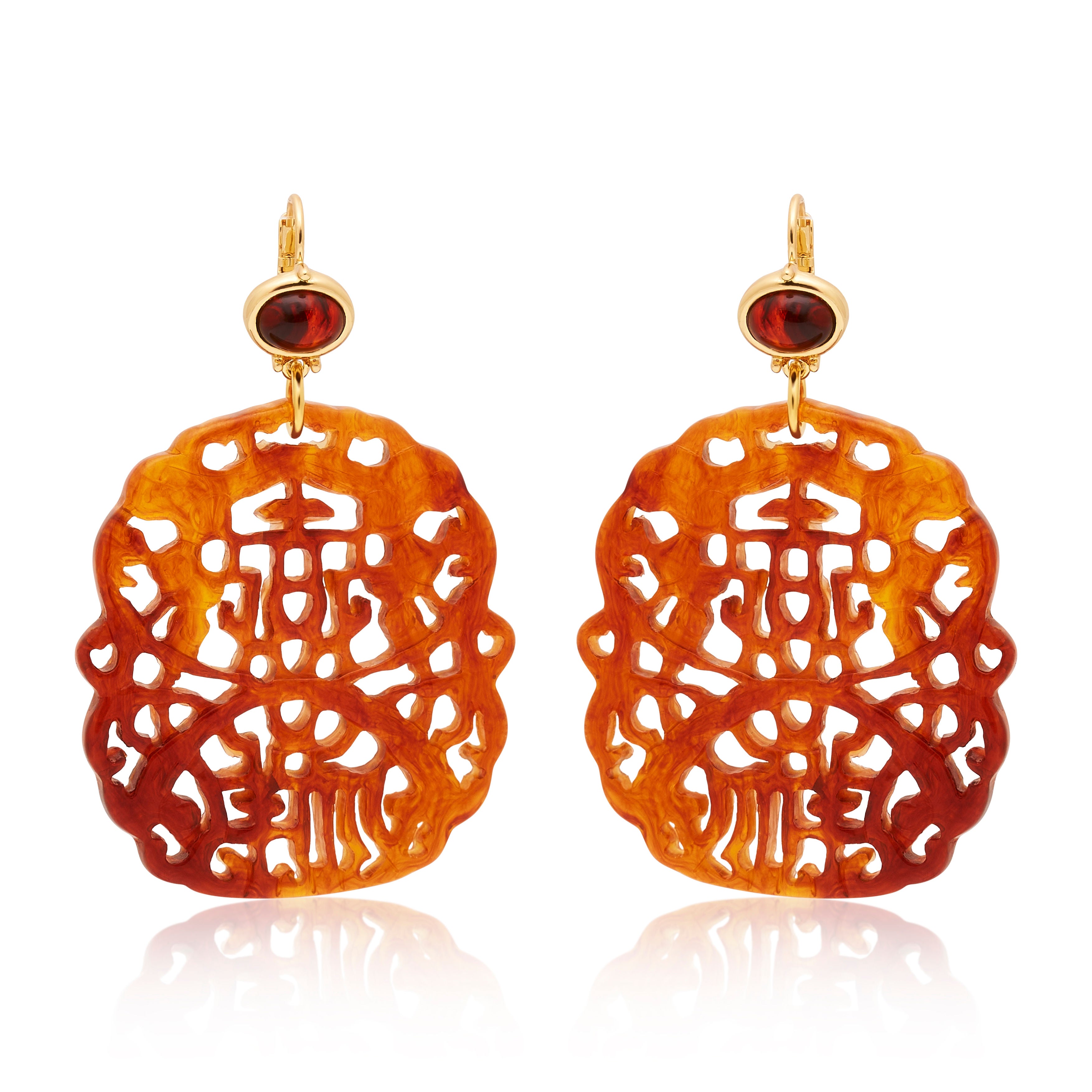 Carved Tortoise Wire Earrings