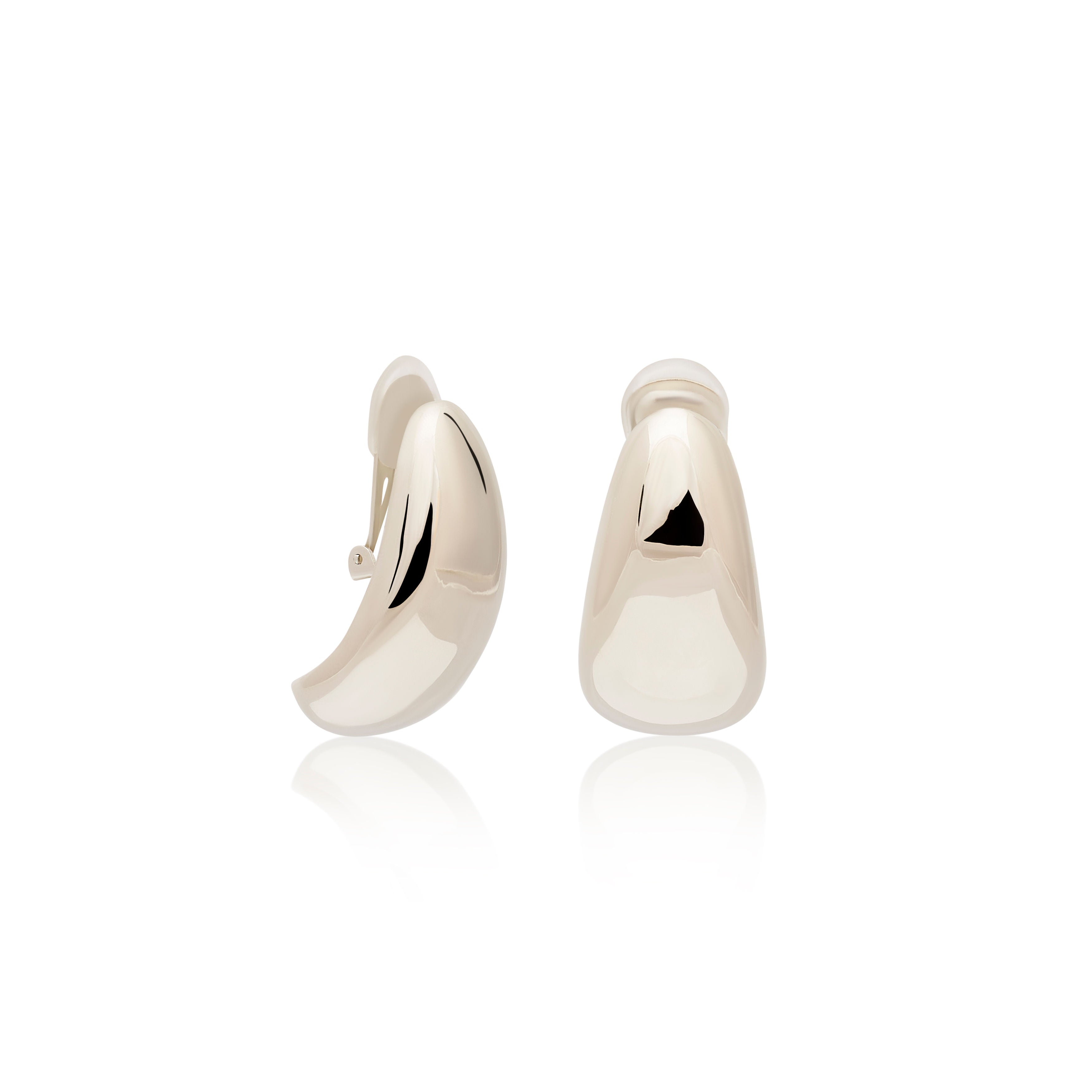 Polished Silver Tapered Hoop Clip Earrings