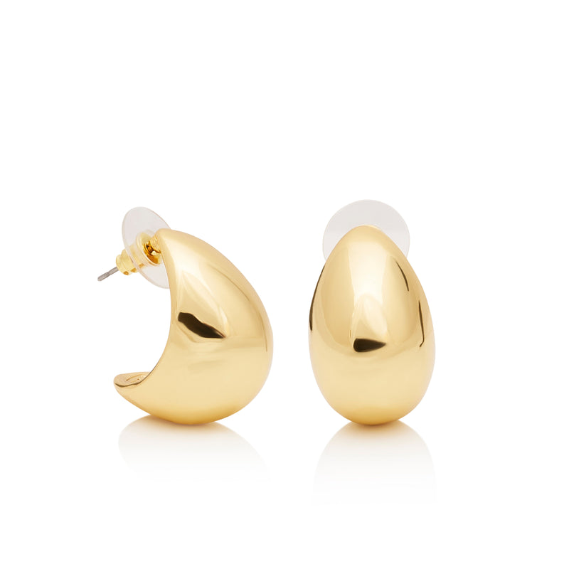 Polished Gold Dome Pierced Earrings