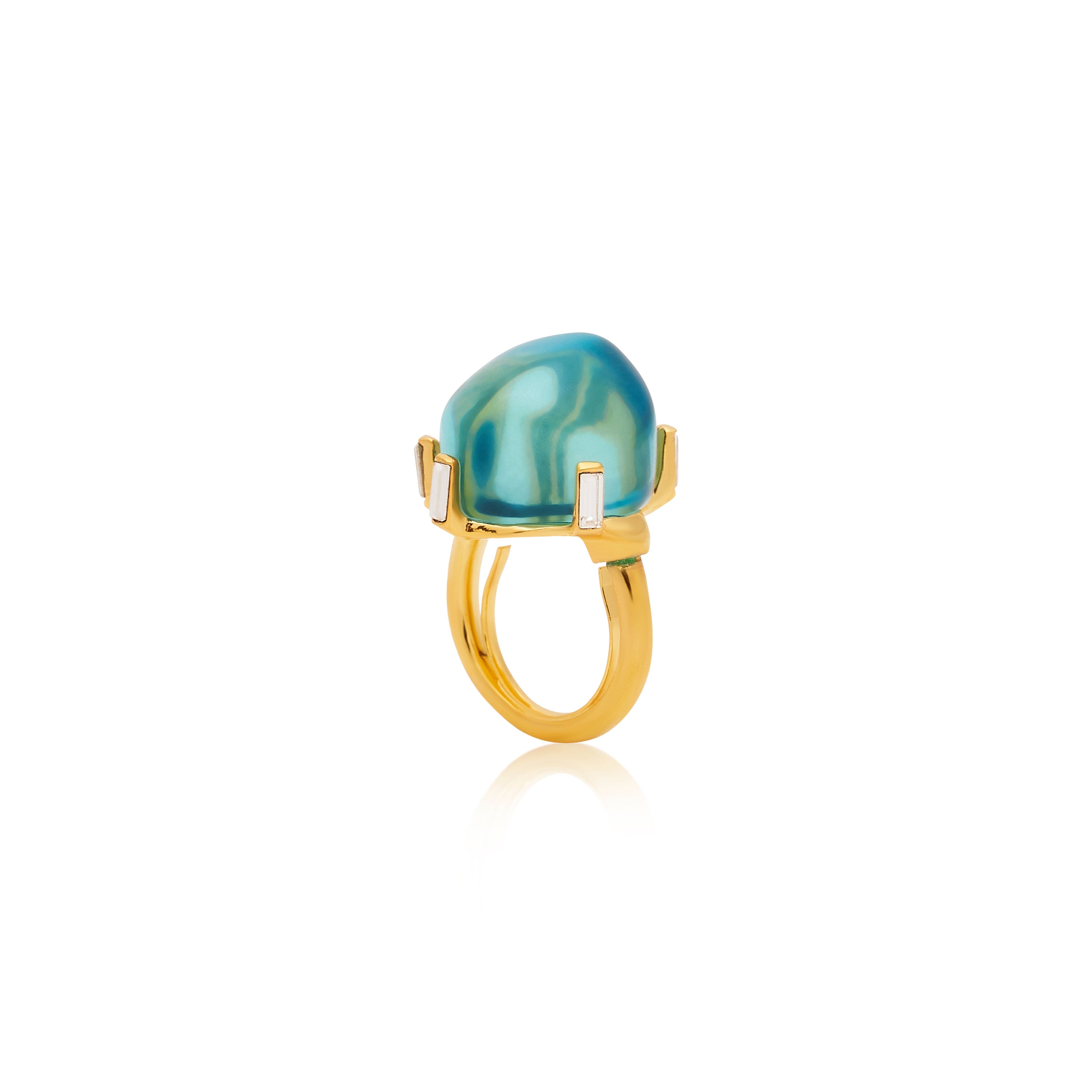 Aqua Nugget Adjustable Gold Ring