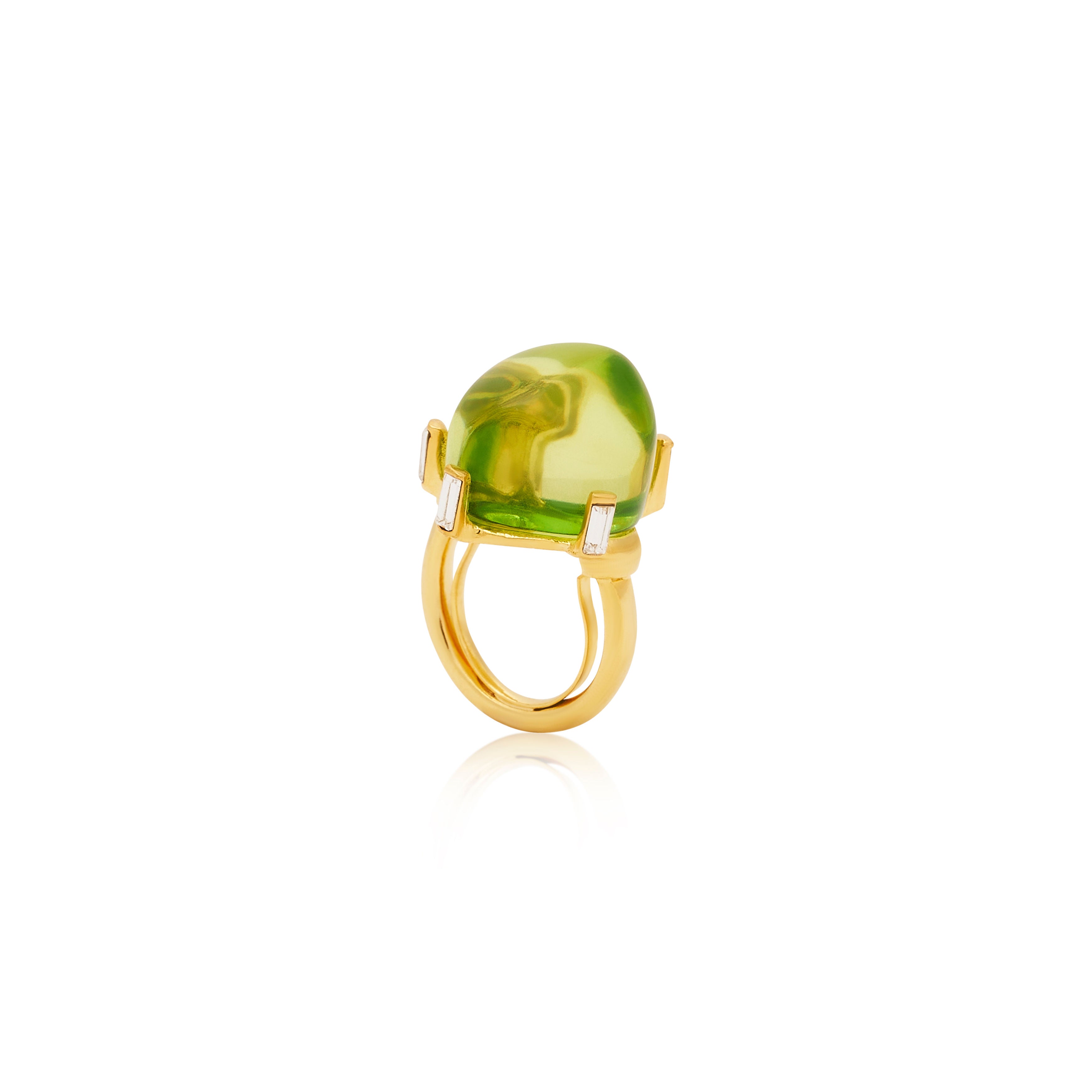 Peridot Nugget Adjustable Gold Ring