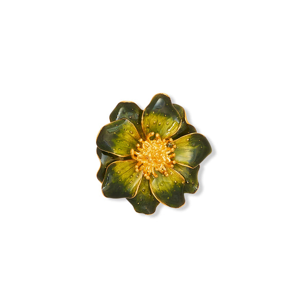 Green Enamel Flower Pin