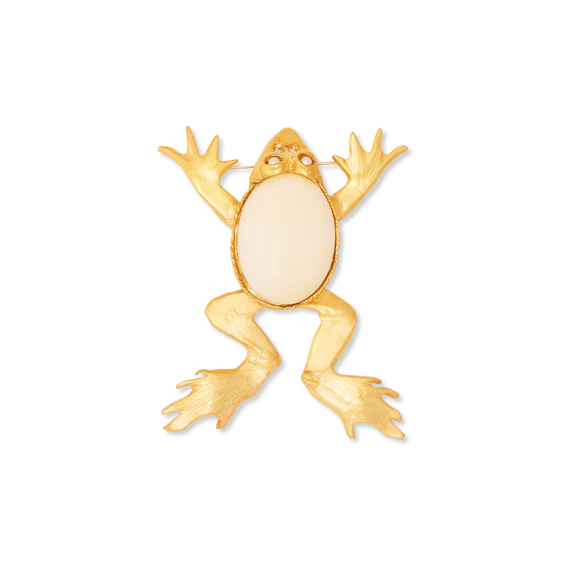 Satin Gold & Ivory Frog Pin