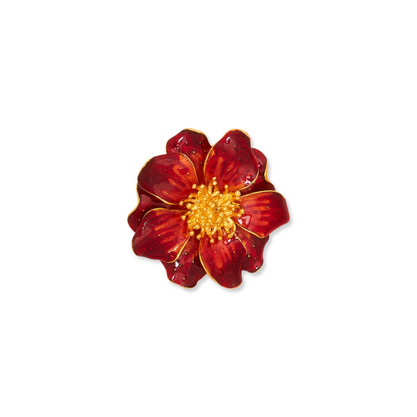 Red Enamel Flower Pin