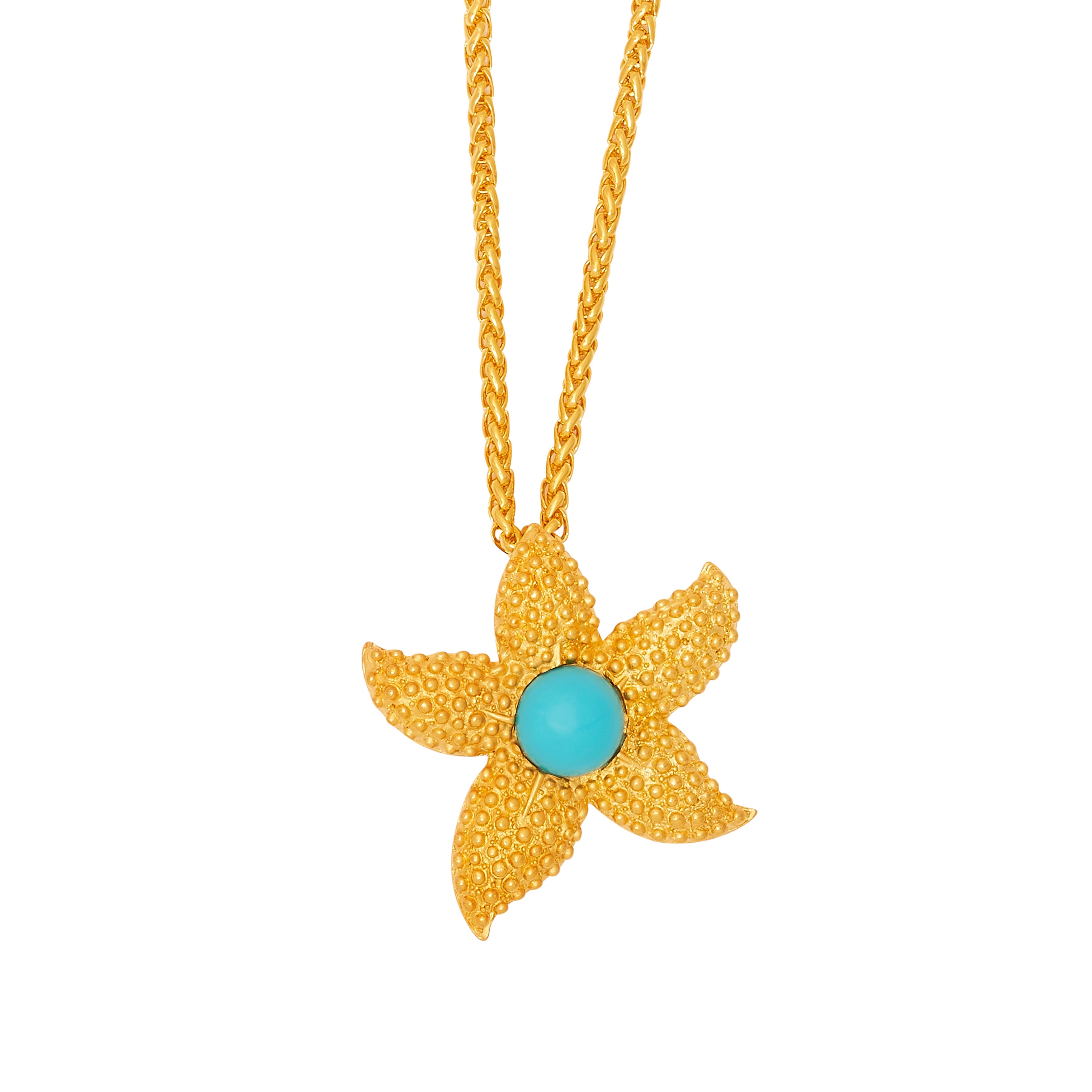 Turquoise Center Starfish Pendant Chain Necklace