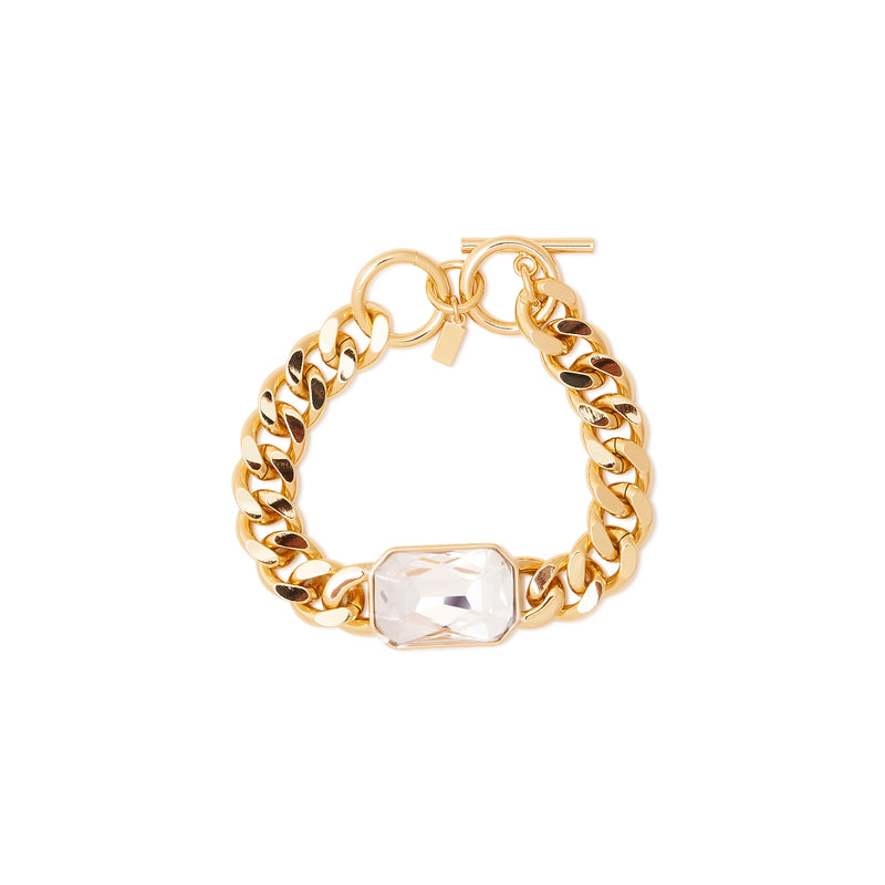 Gold Chain & Crystal Toggle Bracelet