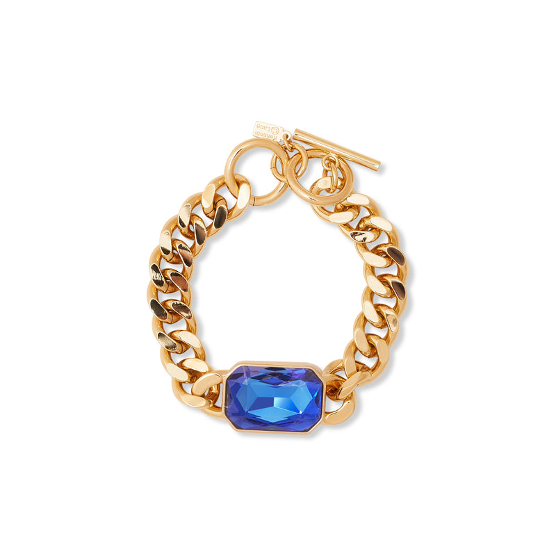 Gold Chain & Sapphire Toggle Bracelet