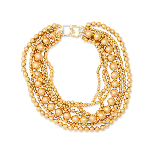 7 Row Gold Bead Necklace
